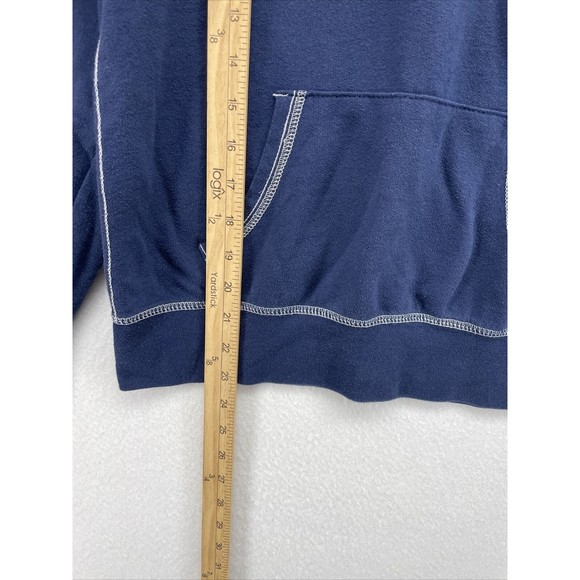 Seattle Seahawks Womens Top Blue Medium M NFL Logo Hooded V-Neck Kangaroo Pocket - Picture 2 of 11